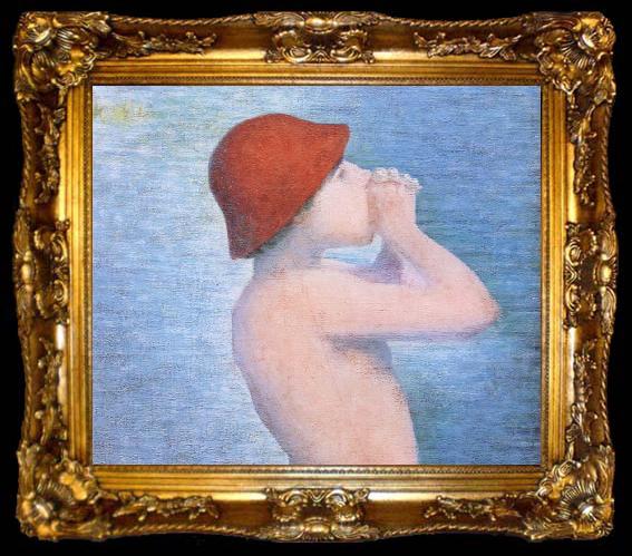 framed  Georges Seurat Detail of Bather, ta009-2